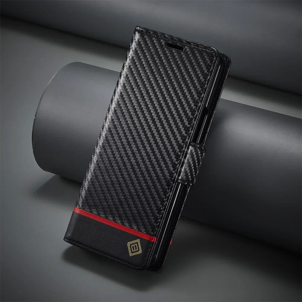 Phone Accessories Hippers - Luxus Carbon Fiber PU Leder Abdeckung