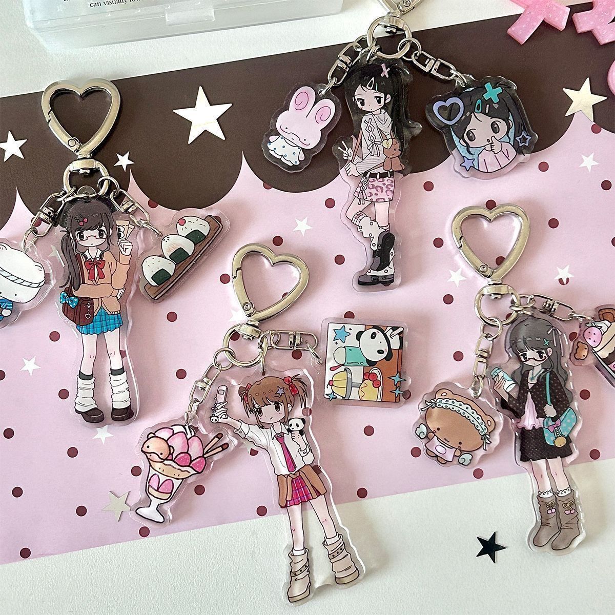 Phone Accessories Toys - Niedliche Mädchen-Ästhetik Acryl-Handyzubehör Acryl-Schlüsselanhänger Y2k-Stil Mädchen-Anhänger