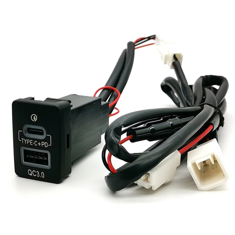 Phone Accessories Types - QC3.0 USB TYPE-C PD Blaulicht Auto-Doppel-Telefonladeanschluss